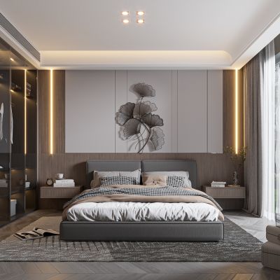 现代轻奢风主卧室