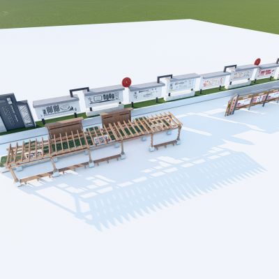 新中式 景观文化墙 景观文化展览墙 文化广告栏