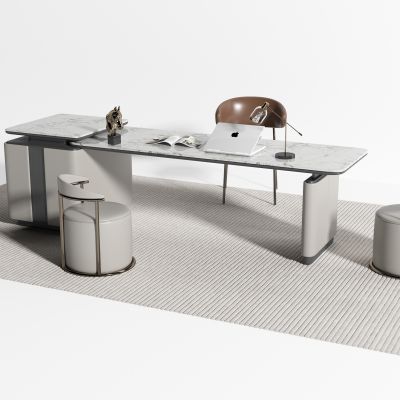 现代大理石书桌椅