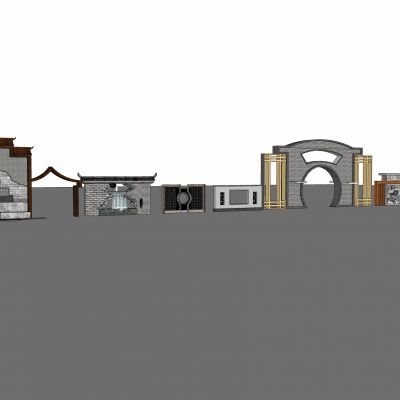 新中式 景观文化景墙 新农村入口标识 景观区标志 