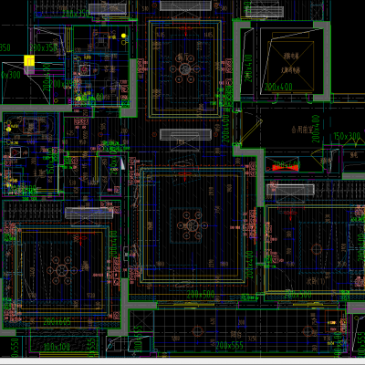 宁波万科中河大都会项目111㎡现代三居室家装样板间施工图