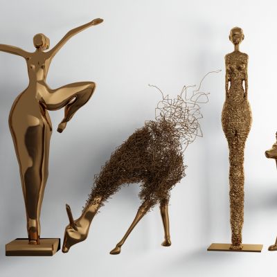 现代金属人体动物艺术品