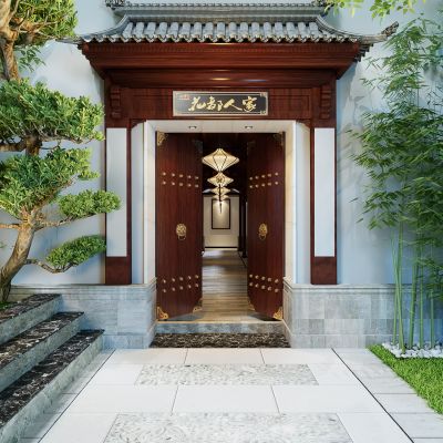 新中式庭院大门 门头 景观园林