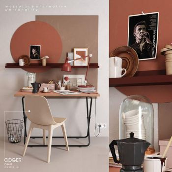 现代北欧书房书桌椅子写字台垃圾篓台灯组合