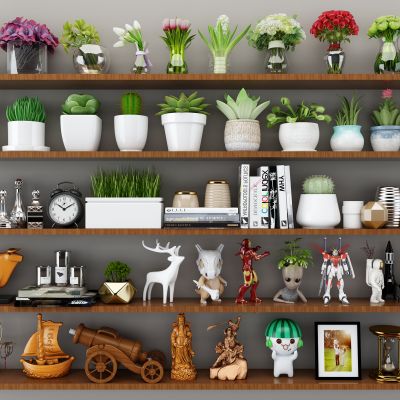 现代盆栽植物花瓶 摆件 饰品 雕塑 置物架