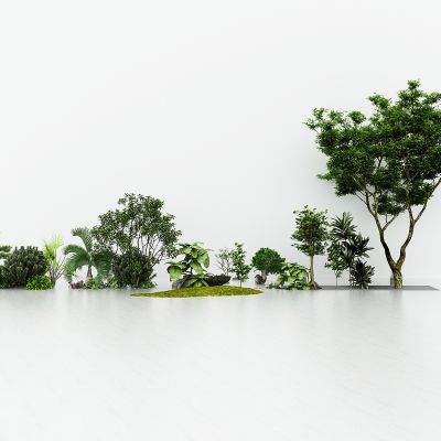 现代植物堆，绿植，树木，灌木，花草，绿化带