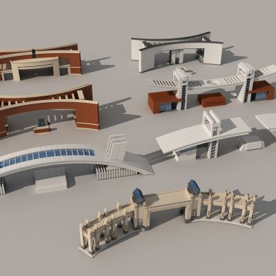 现代大门 门房 入口 学校大门