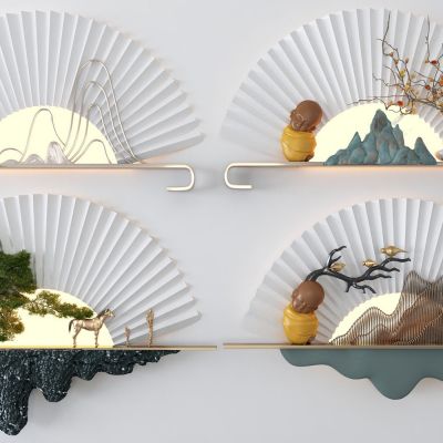 新中式折扇墙饰挂件