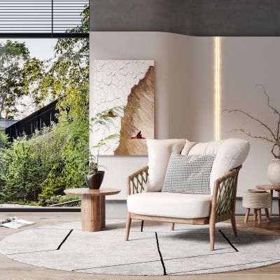 奶油风休闲沙发椅