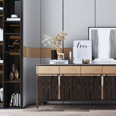 现代轻奢边柜 饰品 摆件组合