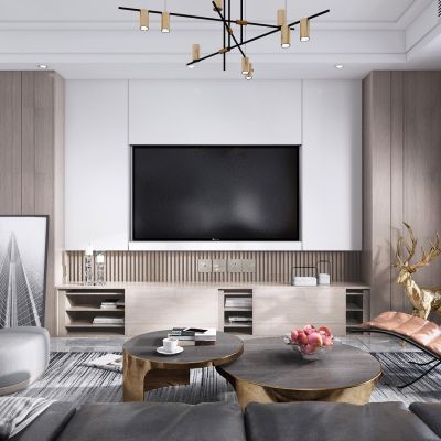 北欧现代客厅餐厅 沙发茶几 组合