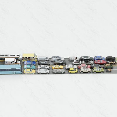 现代高速公路，马路，汽车，小轿车，公交车，救护车，参观车，观景车