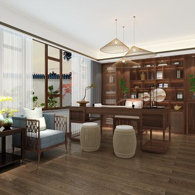 新中式书房 中式书房