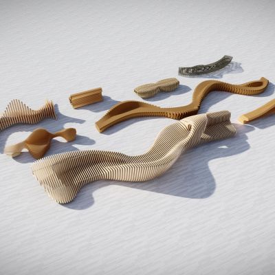 现代 景观创意座凳 景观弧线座椅 木制曲线座椅组合 休息异形座椅 