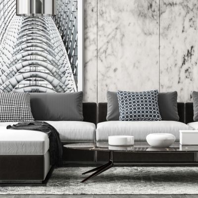 现代客厅沙发茶几组合