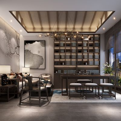 新中式书房 新中式茶室