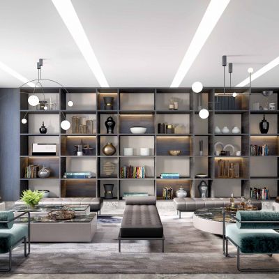 现代客厅装饰柜沙发组合