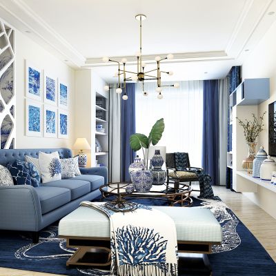 现代青花瓷元素客厅