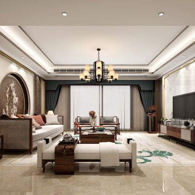 新中式别墅客餐厅