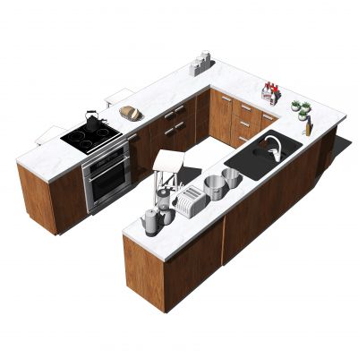 现代风格厨房台面SU模型