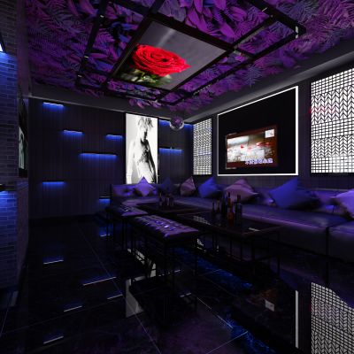 工业风蓝色灯光 玫瑰KTV包厢 包间