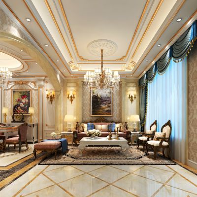 简欧雕花别墅客餐厅