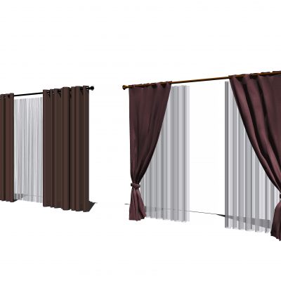 现代风格窗帘SU模型