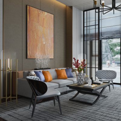 新中式客厅沙发茶几组合