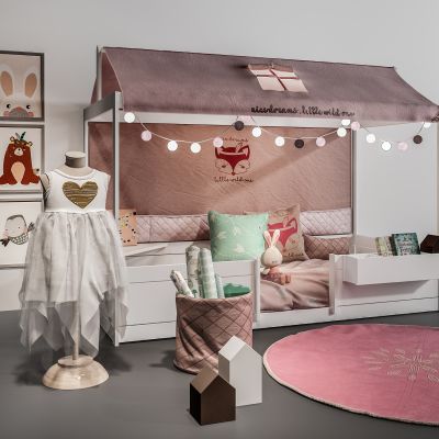 现代儿童床女儿床玩具组合