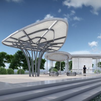 现代 景观构筑物 异形曲线景观小品 景观金属廊架 景观凉亭