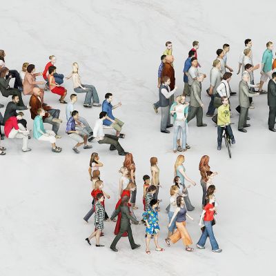现代多人，坐姿，站姿，走姿，男人，女人，拥抱人物，骑行人物