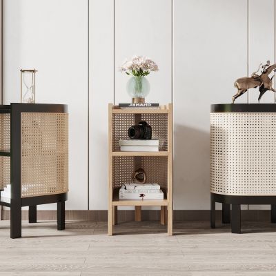 侘寂风藤编边几角几