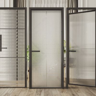 现代玻璃门平开门