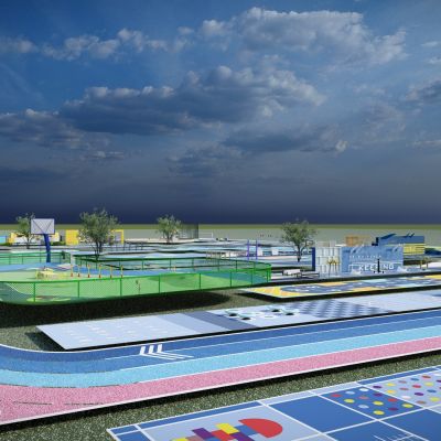 现代 体育运动场 运动器材 运动健身广场 户外体育运动文化广场公园 体育器材集合