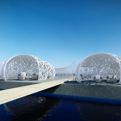 现代 景观鸟笼休息座椅 鸟笼式景观亭 弧形景观凉亭 景观廊架