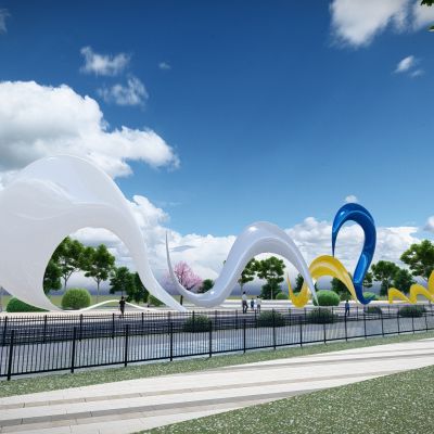 现代 景观构筑物 异形曲线景观小品 景观金属雕塑