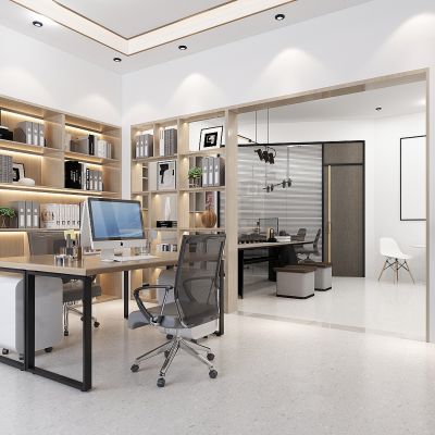 现代办公室，办公电脑桌，书柜，文件柜，办公隔断展示柜，装饰柜，百叶高隔