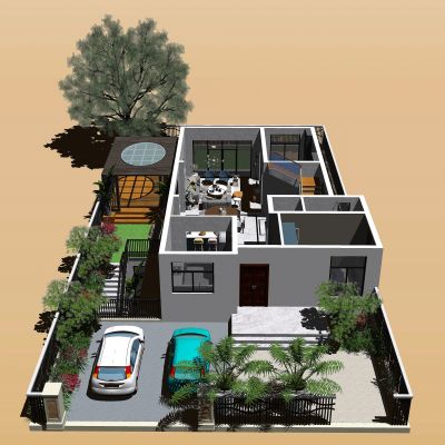 现代风格独栋别墅SU模型