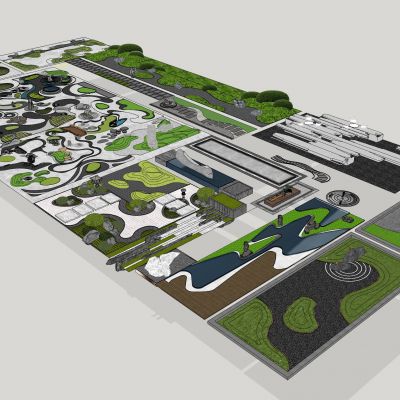 中式景观微地形 公园景观铺地 曲线微起伏草景 中心景观设计 景观步道设计 小铺装