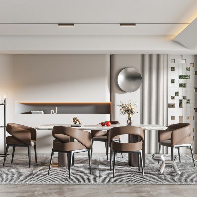 现代轻奢餐厅餐桌椅组合