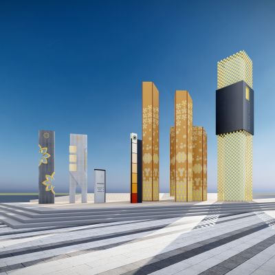 现代精神堡垒 景观柱 指引牌集合 商场标志柱