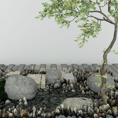 现代景观小品，石头小径，景观石，鹅卵石水景，玄关景观