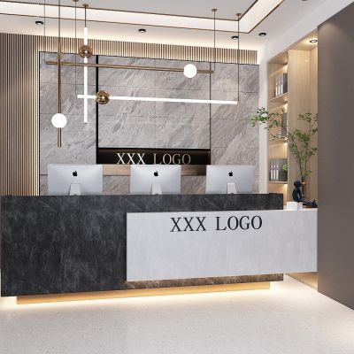 现代公司大厅，前台，接待台，服务台，前台背景墙，形象墙，前台吊灯，装饰柜