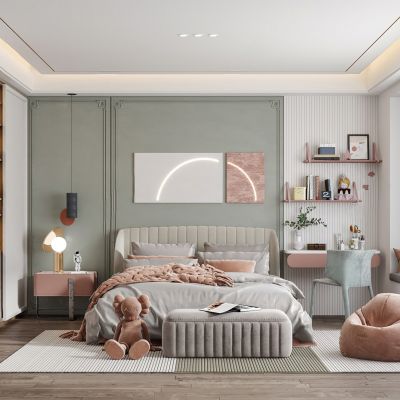 现代儿童房，女孩房