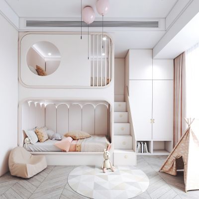 现代儿童房，上下铺，上下床