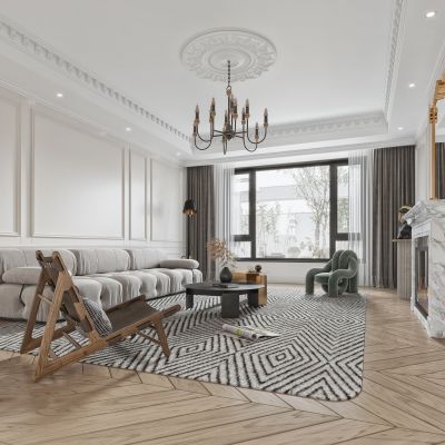 现代SU盐系客厅