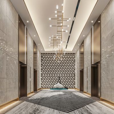 酒店电梯厅3D模型