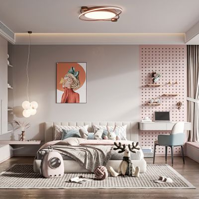 现代儿童房，女孩房