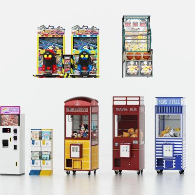 现代电玩城娱乐设施，游戏设备，游戏机，抓娃娃机，摩托游戏机，投篮球游戏机