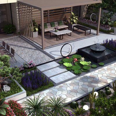 现代庭院，花园，户外花园